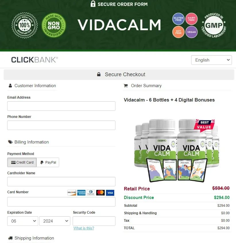 VidaCalm Checkout